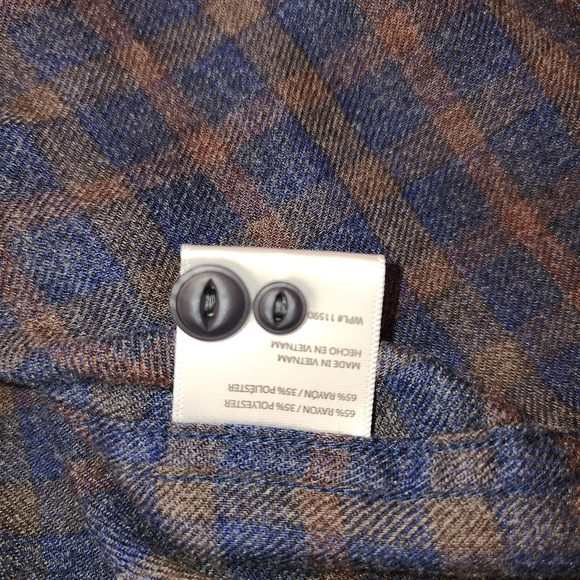 Weatherproof Vintage Shirt Mens 2XL Blue Brown Plaid Flannel Button Down Pocket - Picture 6 of 10